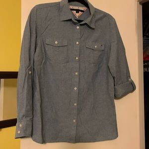 Tommy Hilfiger blue button down shirt size Large.